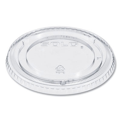 Cup Lid: Flat, PETE Plastic, Clear